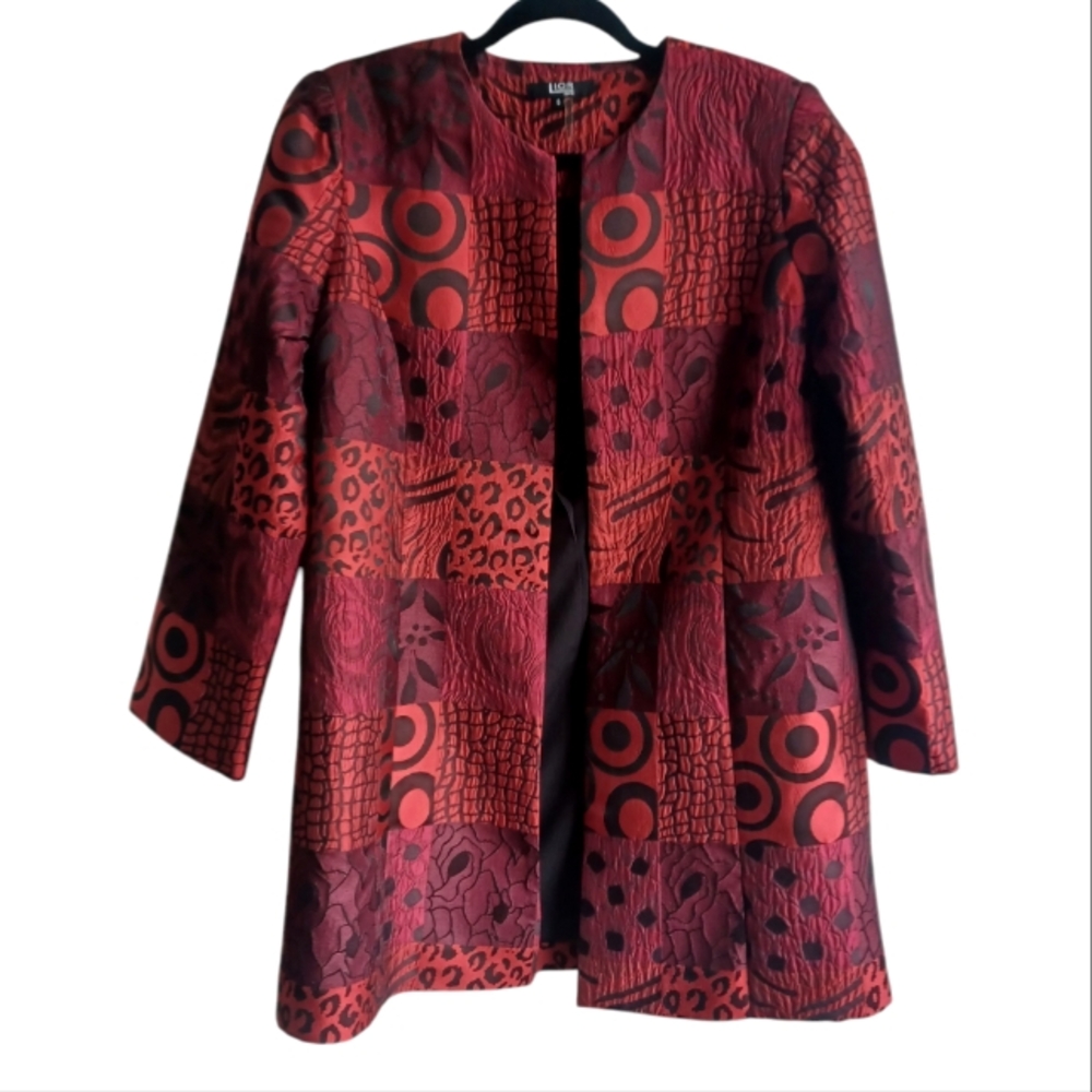 LIOR PARIS Size. Small Vida Open-Front Long Blazer Jacket with Pockets